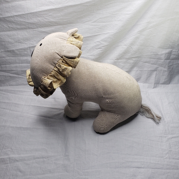 Chambray Stuffed Lion 14" Cotton - Picture 5 of 9